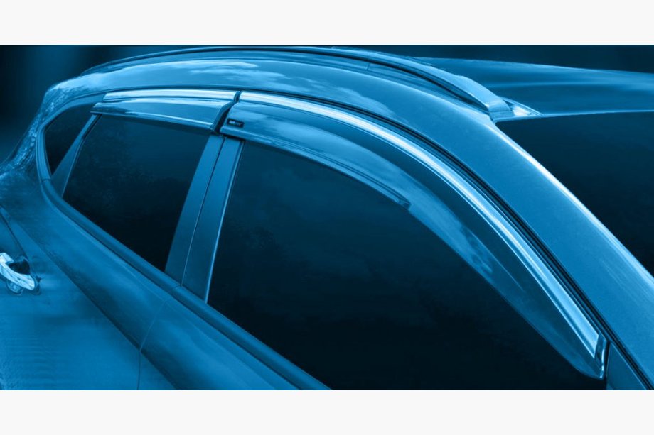 Hyundai Kona 2017–2023 Okenné deflektory s chrómovou lištou (4 ks, Sunplex Chrome) Image