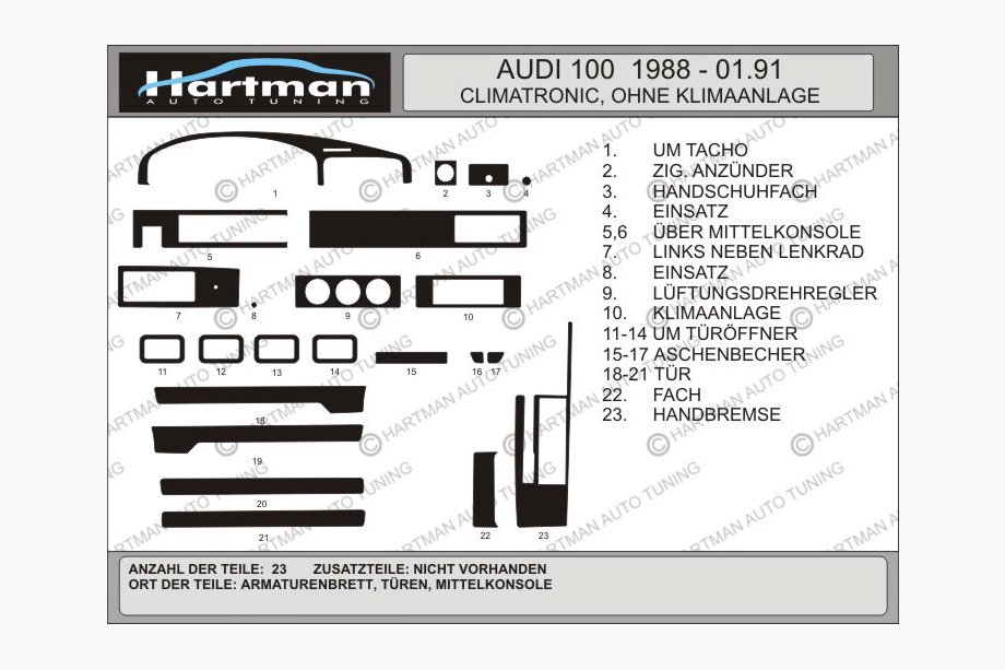 Audi 100 C3 1988–1991 Kryty palubnej dosky (Hartman) Image