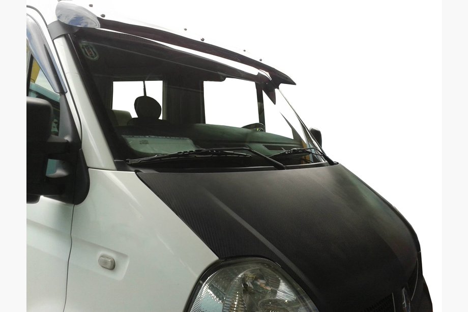 Renault Master 1998–2010 Slnečná clona na čelné sklo V1 (čierny lesk, 5 mm) Image