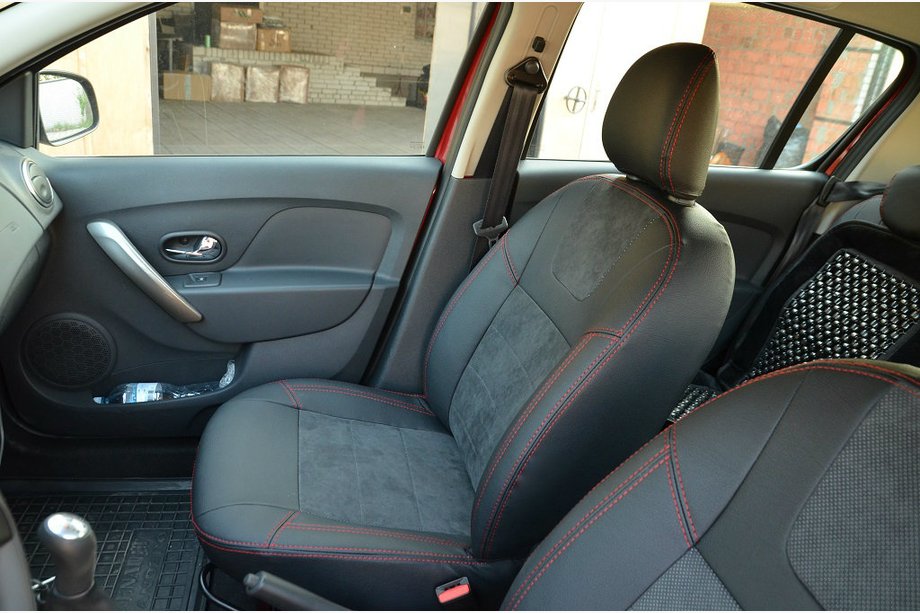 Renault Sandero 2013–2022 Autopoťahy na sedadlá SoyuzAuto Leather style Fotografia 2