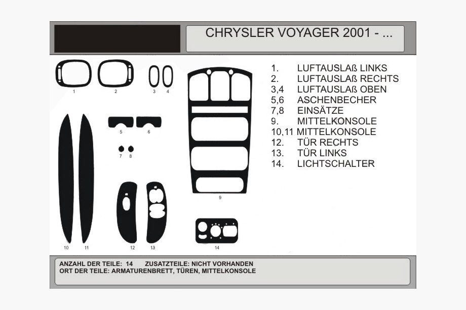 Chrysler Voyager 2001–2007 Dekoratívne lišty na palubnú dosku v imitácii dreva (2001↗) Modrá Image