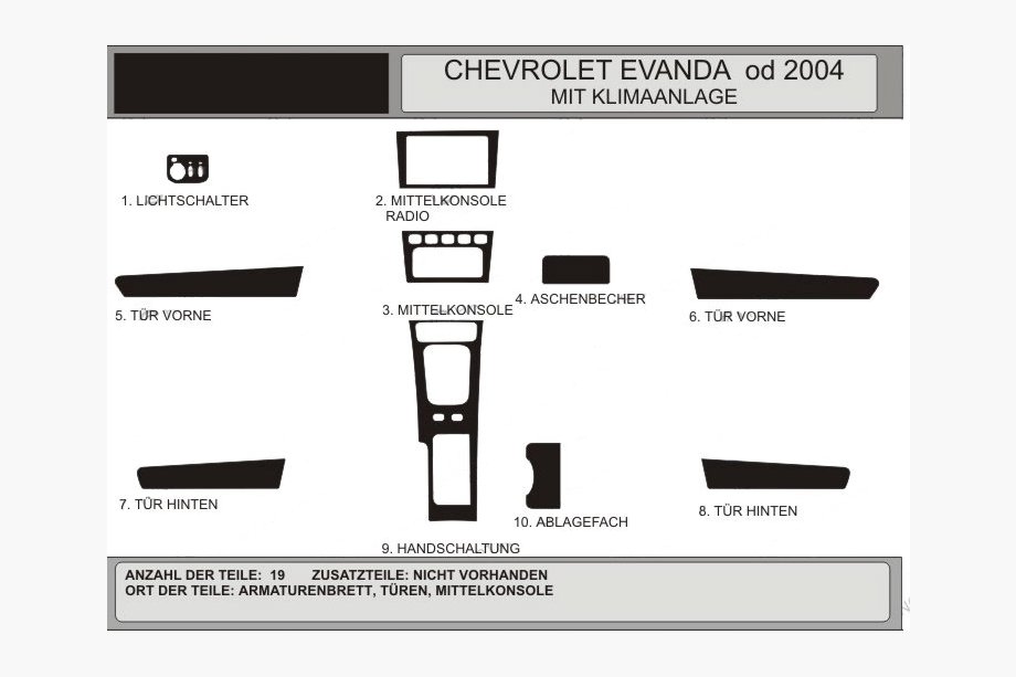 Chevrolet Evanda 2000–2006 Kryty palubnej dosky (Hartman) Hliník Image