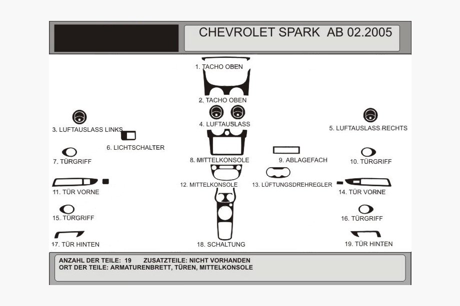 Chevrolet Spark 2004–2009 Kryty palubnej dosky (Hartman) Modrá Image