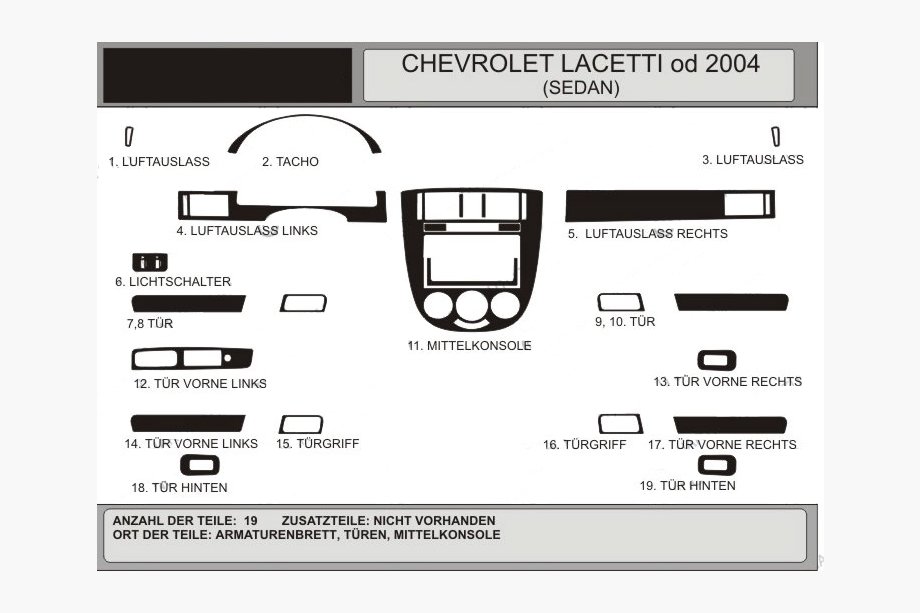 Chevrolet Lacetti 2003–2024 Kryty palubnej dosky Sedan (Hartman) Image