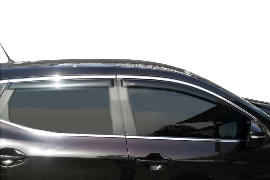 Nissan Qashqai 2014–2021 Okenné deflektory s chrómovou lištou (4 ks, Libao) Image