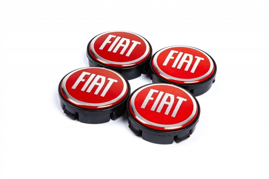 Fiat Stredové krytky diskov 57/55,5 mm červené (4 ks) Image