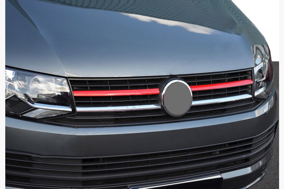 Volkswagen T6 2015–2024 Lišty na hornú mriežku 2015-2019 (2 ks, červené) Image