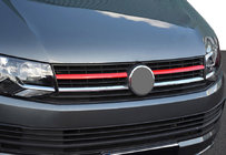 Volkswagen T6 2015–2024 Lišty na hornú mriežku 2015-2019 (2 ks, červené) fotografia 1