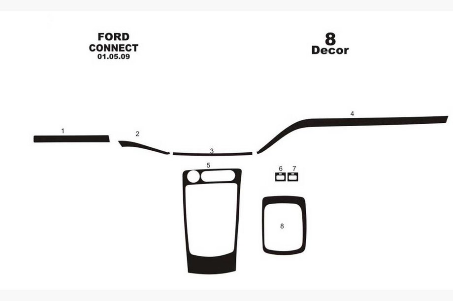 Ford Connect 2010–2013 Dekoračné lišty na palubnú dosku (malá sada) Hliník Fotografia 3