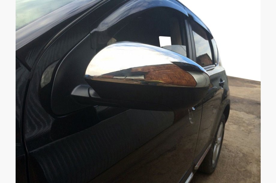 Nissan Qashqai 2007–2010 Kryty spätných zrkadiel (2 ks, nerezová oceľ) Fotografia 11