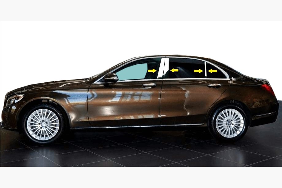 Mercedes C-class W205 2014–2021 Lišta stĺpikov dverí (nerez) Image