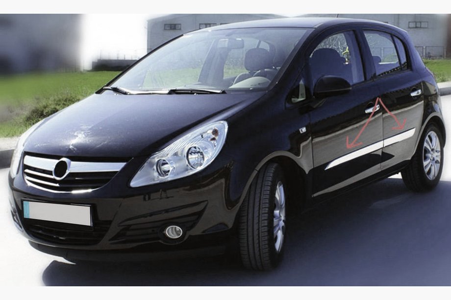 Opel Corsa D 2007–2014 Nerezové lišty na dvere (4 ks) Image