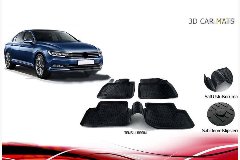 Volkswagen Passat B8 2015–2023 Gumené koberce do interiéru (4 ks, Niken 3D) Image