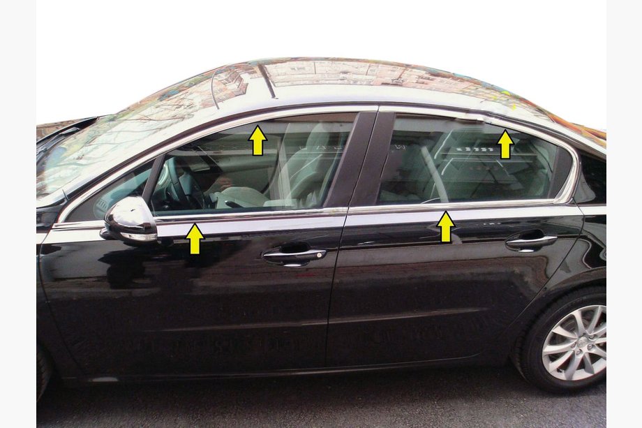 Peugeot 508 2010–2018 Kompletné okenné lišty (Sedan, nerez) Image