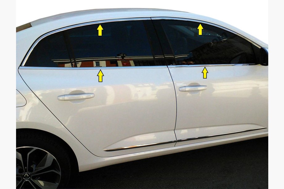 Renault Megane IV 2016–2025 Kompletné okenné chrómové lišty (Sedan, 12 ks, nerez) Fotografia 2