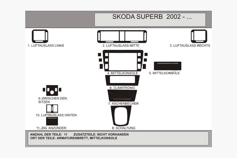 Skoda Superb 2001–2009 Hartman dekor palubnej dosky (variant č. 2) Image