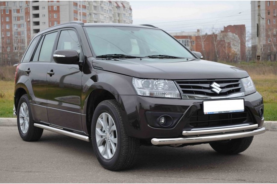Suzuki Grand Vitara 2005–2017 Predný dvojitý ochranný rám 60/42 mm (nerez) Fotografia 3