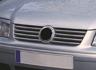 Volkswagen Bora 1998–2004 VÝPREDAJ! Chrómové lišty na masku (6 ks, nerez) fotografia 1