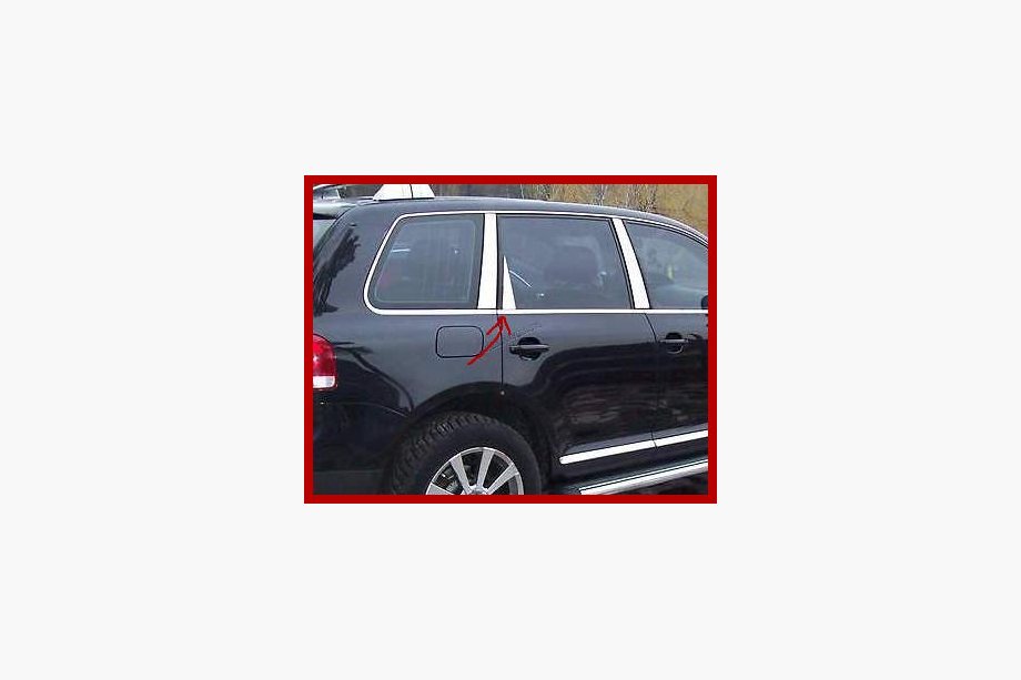 Volkswagen Touareg 2002–2010 Chrómové kryty stĺpikov dverí (6 ks, nerez) Fotografia 12