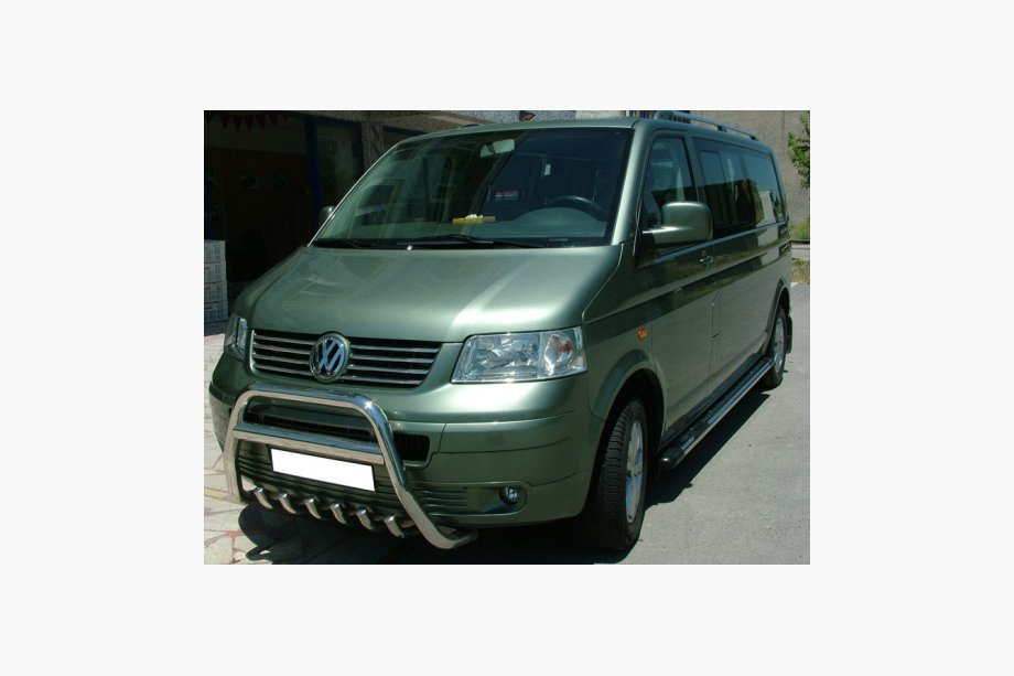 Volkswagen T5 Transporter 2003–2010 Predný ochranný rám WT003 (nerez) Fotografia 4
