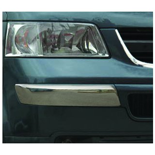 Chrómové rohové lišty na predný nárazník (2 ks, nerezová oceľ) Volkswagen T5 Transporter 2003–2010 fotografia 1
