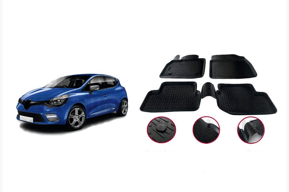 Renault Clio IV 2012–2019 Gumené koberce do interiéru (4 ks, Niken 3D) Image