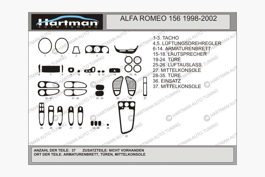 Alfa Romeo 156 1997–2007 Kryty palubnej dosky (Hartman) Image