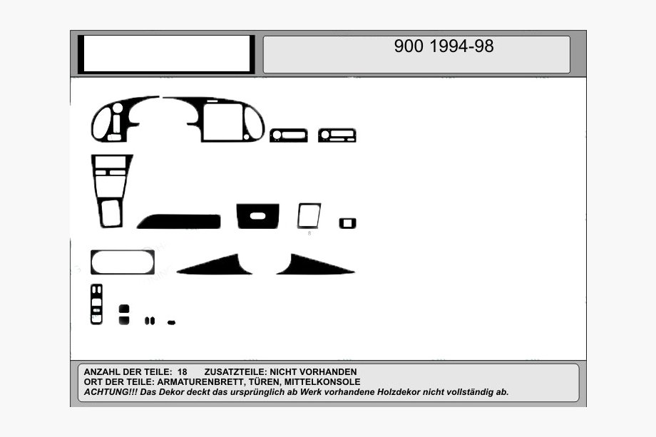 Saab 900 1994–1998 Akcia! Dekoračné lišty na palubnú dosku (drevo) Image