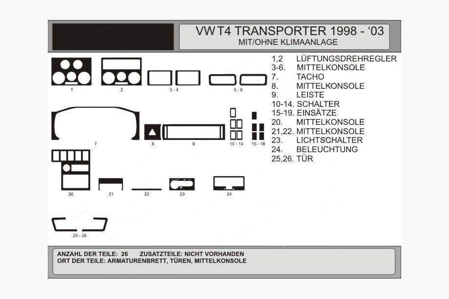 Volkswagen T4 Caravelle/Multivan 1990–2003 Akcia !!! Dekoratívne lišty na palubnú dosku v drevodekore, Hartman Fotografia 1