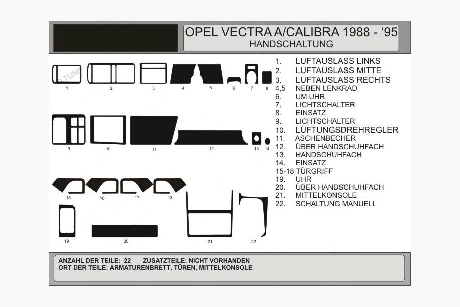 Opel Vectra A 1987–1995 Kryty palubnej dosky (Hartman) Image