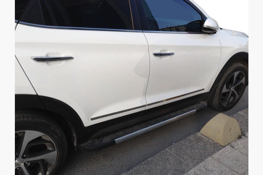 Hyundai Tucson TL 2016–2021 Dverová lišta (úzka, 4 ks, nerez) Image