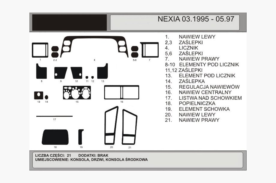 Daewoo Nexia 1995–2016 AKCIA! Dekoratívne lišty na palubnú dosku v drevodekore (1995-1997) Image