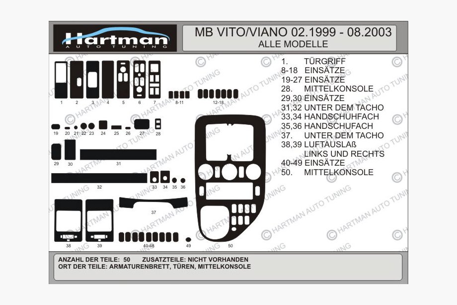 Mercedes Vito W638 1996–2003 Kryty palubnej dosky VIP (1999-2003) Svetlá dyha Fotografia 5