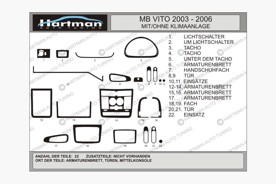 Mercedes Vito W639 2004–2014 Akcia!!! Dekoratívne lišty na palubnú dosku (HARTMANN) v dekore dreva Image