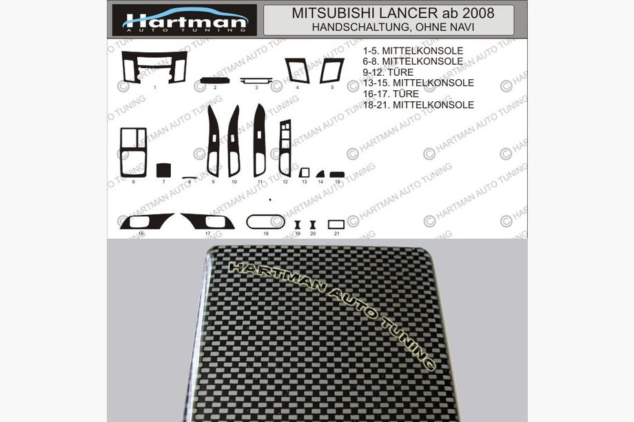 Mitsubishi Lancer X 2008– AKCIA! Kryty palubnej dosky v karbónovom dizajne Image