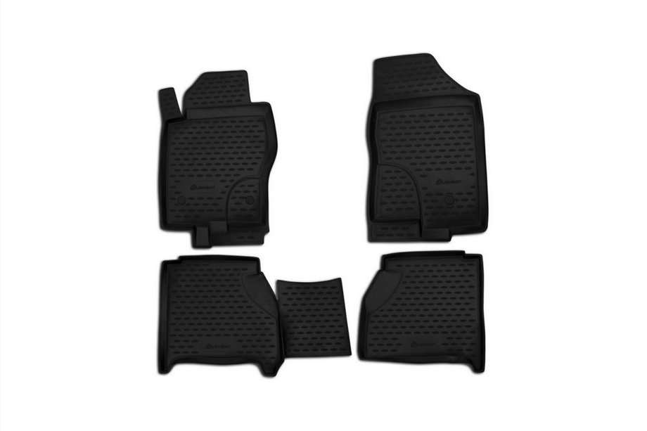 Nissan Navara 2006–2015 (2010-2015) Gumové rohože do interiéru (4 ks, Novline) s výrezmi pre zadné sedadlá Image