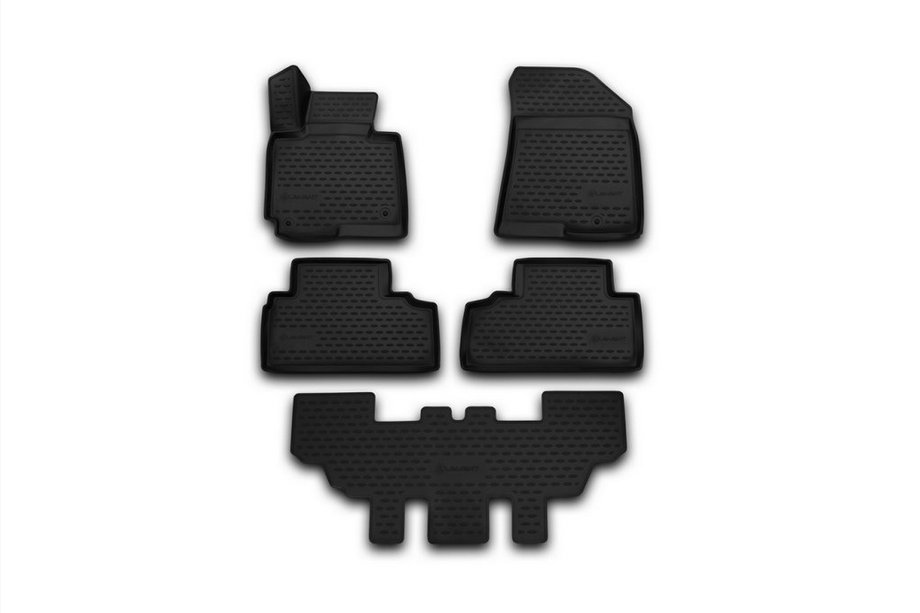 Kia Carens 2012– Gumové 3D rohože do interiéru (5 ks, Novline) 7-miestne Image