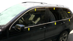 BMW X5 E53 1999–2006 Kompletné okenné lišty (12 ks, nerez) fotografia 1