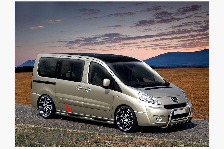 Fiat Scudo 2007–2015 Bočné prahové rúrky BB002 (2 ks, nerez) 60 mm, dlhý rázvor Fotografia 2