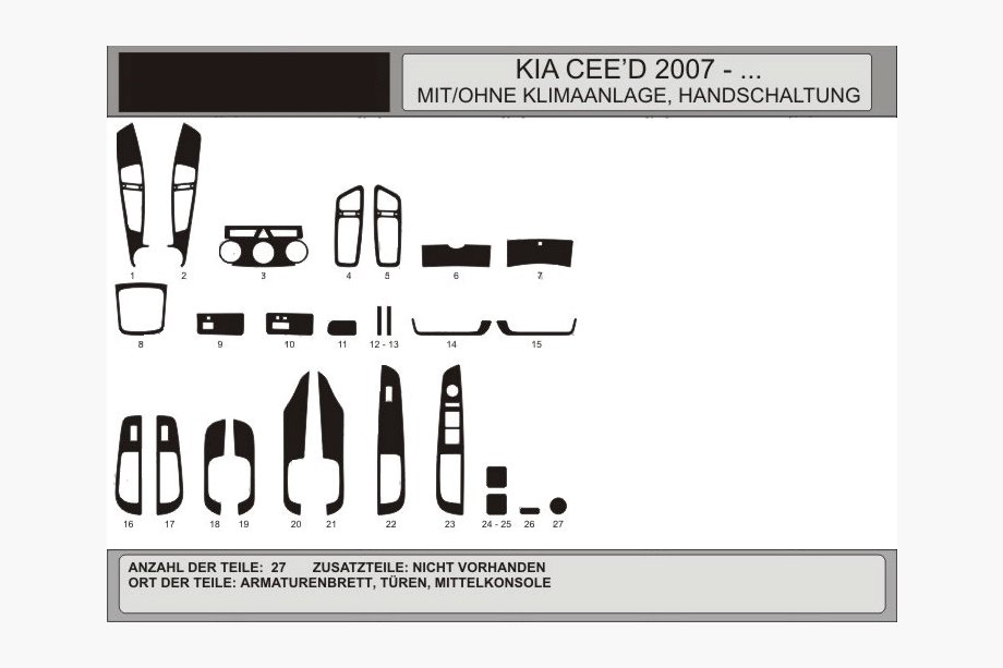 Kia Ceed 2007–2012 Kryty palubnej dosky Hliník Image