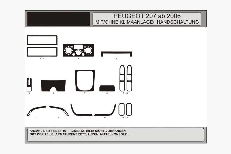 Peugeot 207 2006–2014 Kryty palubnej dosky (Hartman) Orech Image