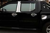 Nissan Navara 2006–2015 Chrómové kryty stĺpikov (6 ks, nerez) fotografia 1