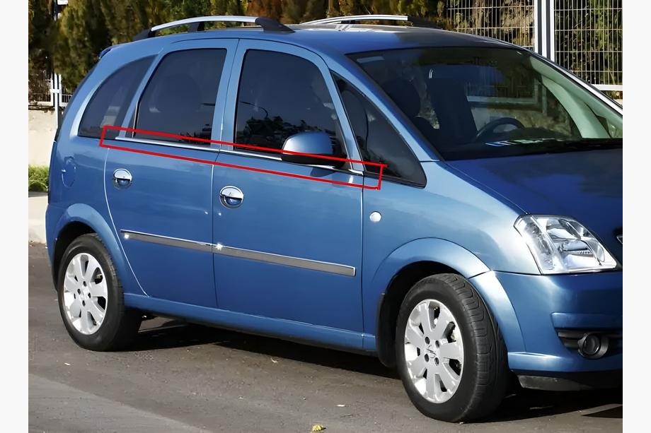 Opel Meriva 2002–2010 Vonkajšie nerezové lišty okien (4 ks) Fotografia 1