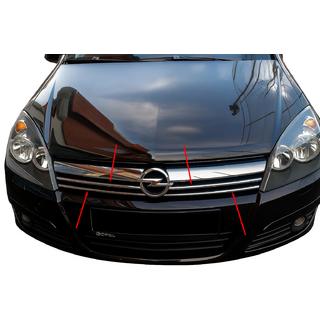 Nerezové lišty na masku chladiča (4 ks) Opel Astra H 2004–2013 fotografia 1
