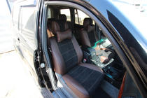 Toyota Land Cruiser Prado 120 2002–2009 Autopoťahy ekokoža + tkanina + Alcantara Antara A088 (kompletný interiér) fotografia 3