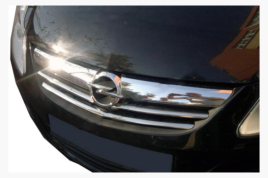 Opel Corsa D 2007–2014 Lišty na masku (3-dielne, nerez) Fotografia 1