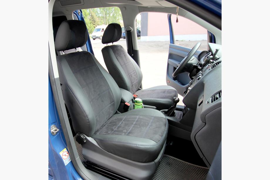Volkswagen Caddy 2010–2015 Autopoťahy eko koža + tkanina + alcantara Antara A001b (kompletný interiér) Fotografia 1