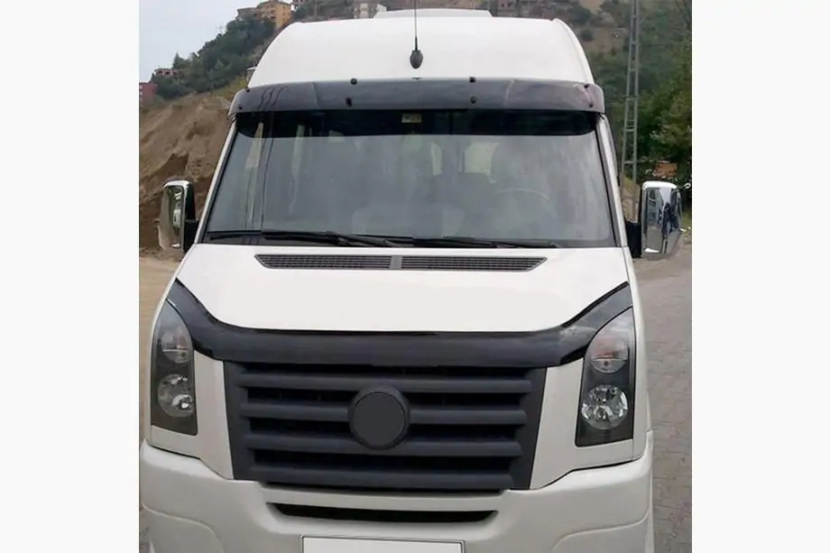 Mercedes Sprinter W906 2006–2018 Slnečná clona na čelné sklo na ráme V2 (čierny lesk, 5 mm) Fotografia 7