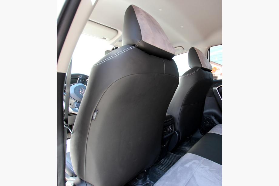 Toyota Rav 4 2019–2025 Autopoťahy z eko kože + látka + Antara Antara A0010 (kompletný interiér) Fotografia 7