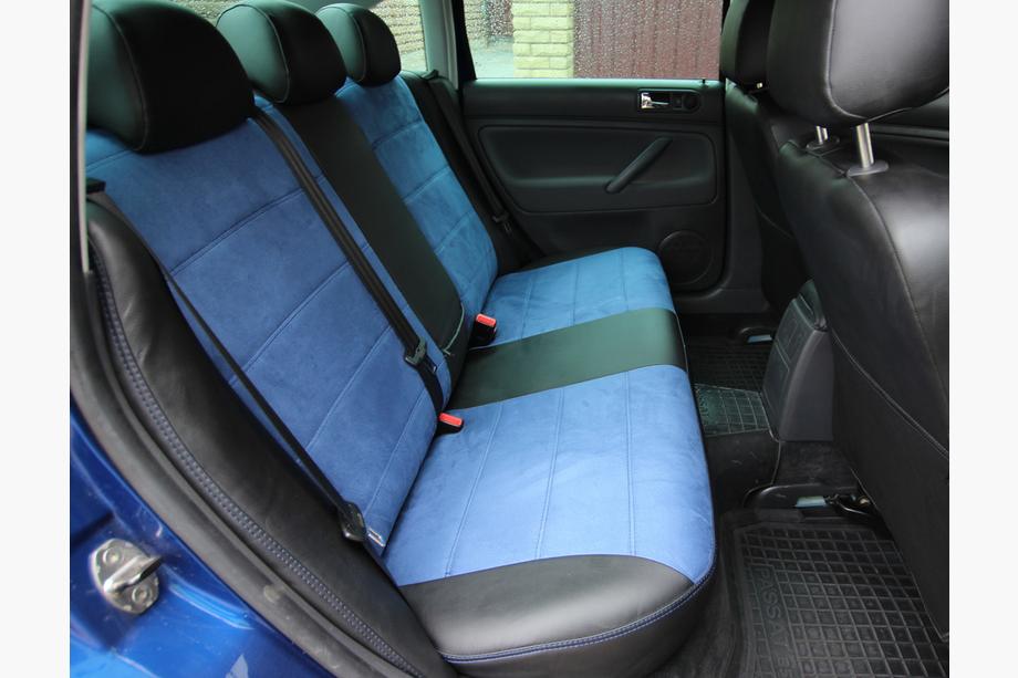 Volkswagen Passat B5 1997–2005 Autopoťahy z eko kože + látky + alcantary Antara A006 (kompletná sada do celého interiéru) Fotografia 5